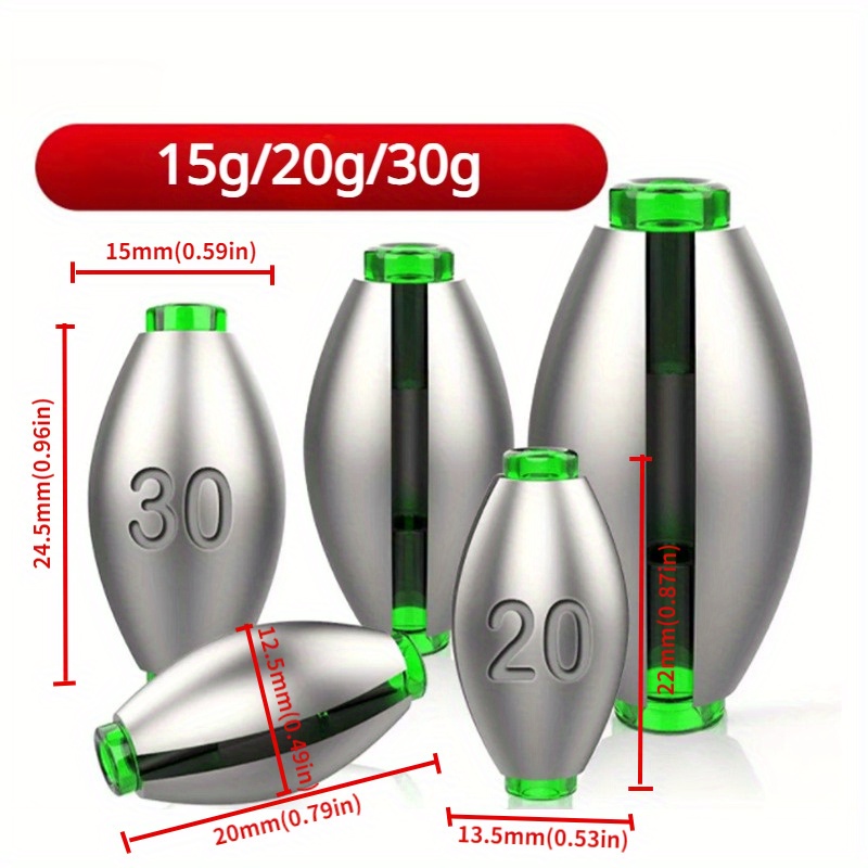 Fishing Equipment Tools - 15/20/30G Olive Shape Lead Sinker Fishing