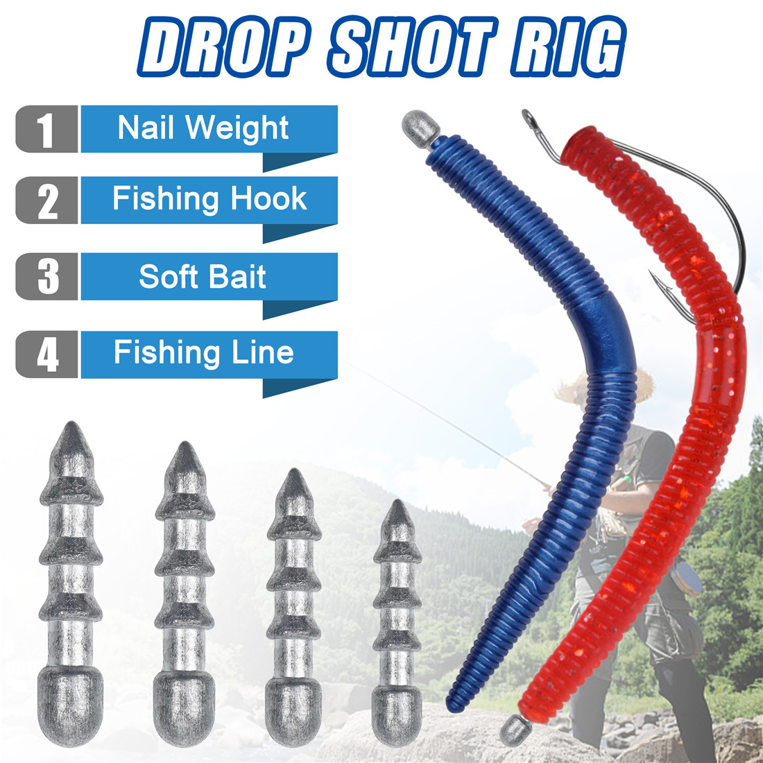 20pcs Nail weights sinkers Wor - Bass Fishing Lure ulasan dan harga