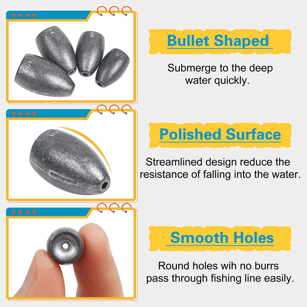 Bullet Fishing Sinkers Weights - Bass Fishing Lure ulasan dan harga
