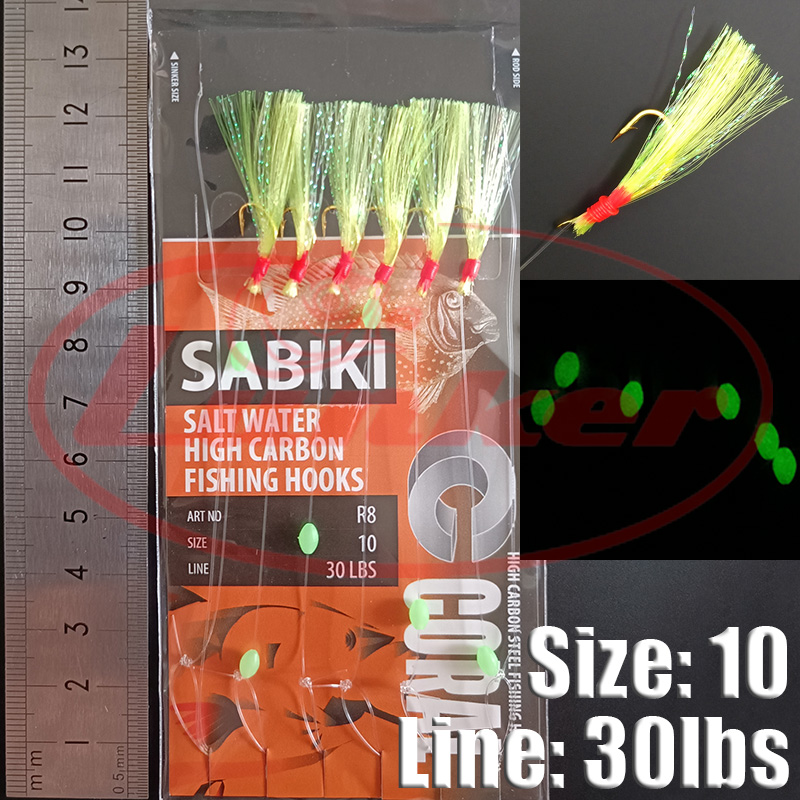 Lunker sabiki rig hooks lumino - Saltwater Fishing Hook ulasan dan harga